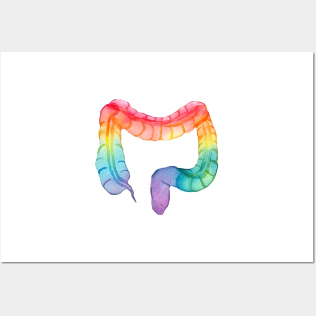 Rainbow Watercolor Colon (white) Wall Art by ayemfid